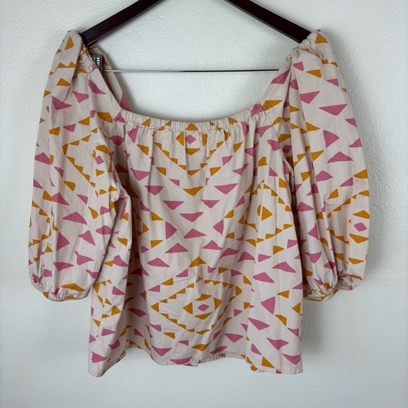 Faherty Byt Sun Road Cali Top Squareneck 3/4 Puff Sleeves Women’s Size Medium - Picture 3 of 7